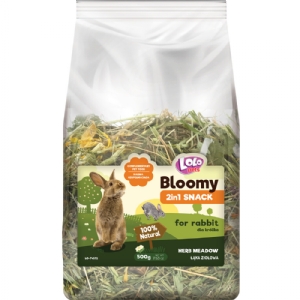 Lolo Bloomy 2 in 1 Snack mit Kräutern und Heu für Kaninchen 500g