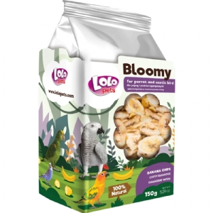 Lolo Bloomy Bananenchips Snack für Papageien und kleine exotische Vögel 150 gr.