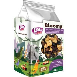 Lolo Bloomy Snack mit Wald- und Pflanzenfrüchten für Papageien und kleine exotische Vögel 150 gr.