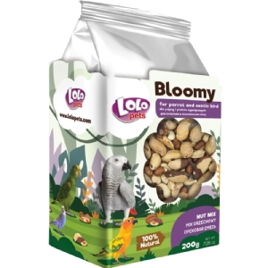 Lolo Bloomy Snack mit Nussmischung für Papageien und kleine exotische Vögel, 150 g