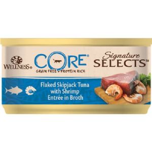 24 x 79 g CORE Signature Selects Katzenfutter in Stücken mit Thunfisch und Garnelen getreidefrei