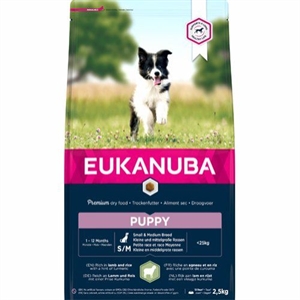 2,5 kg Eukanuba Welpenfutter Small und Medium mit Lamm und Reis